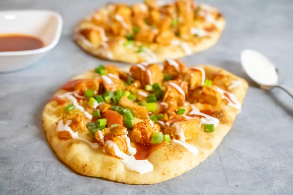 Buffalo Chicken Naan Pizza